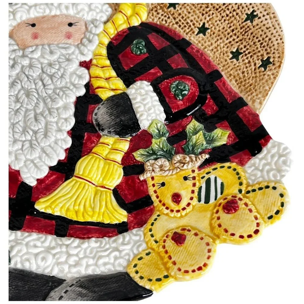 Fitz & Floyd Christmas Santa Claus Plate Canape Appetizer Dish Decor Bag of Toys